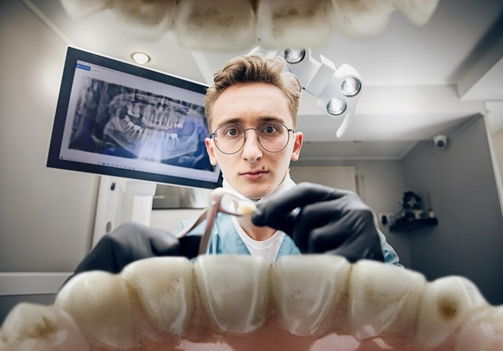 dentist work on mouth